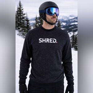 Shred Optics Mens Sweatshirt Sz S Heather Charcoal Gray Crewneck Pullover Skiing